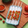 Skewers for Grilling Storage Tube Stainless Steel Barbecue Skewer BBQ Needle Sticks Metal Flat Forks for Kitchen Camping Gadgets