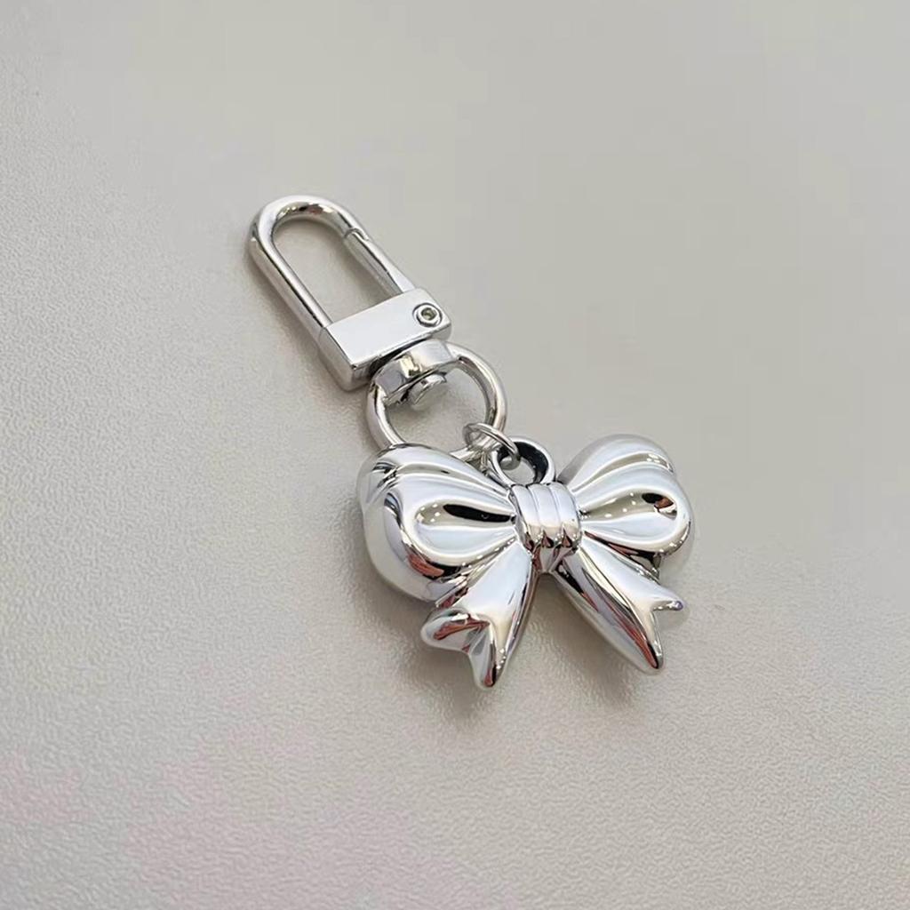 Breloc cu fundă/stea/inimă, breloc drăguț cu pandantiv fluture, fundă argintie, șnur multifuncțional pentru telefon cu funde, accesorii