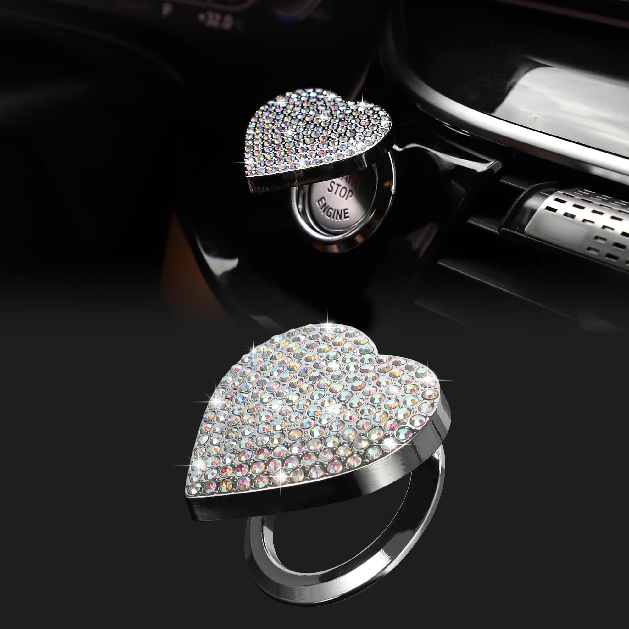 TOMALL Bling Car Engine Start Button Cover Diamond Interior Crystal