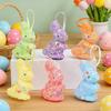 6Pcs Easter Foam Bunny Decorations Colorful Glitter Bunny And Egg Shapes Simple Hanging Wall Art for Party Spring Crafts Kindergarten And Home Decor