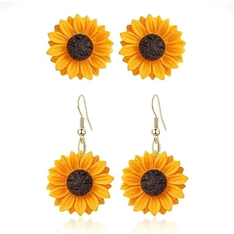 Sunflower Earrings Cute Women's Earrings Fashion Simple Yellow Enamel Daisy Sunflower Fun Gifts For Daily Wear Party