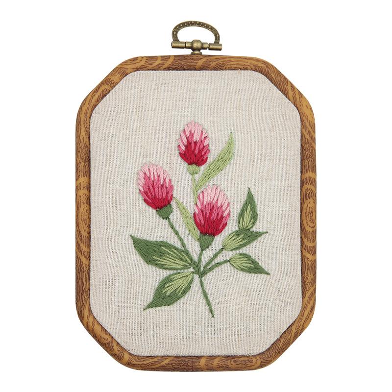 Octagonal Embroidery Hoop Kit-DIY Lu & Su Style Floral Patterns with European Designs Complete Needlework Set for Beginners