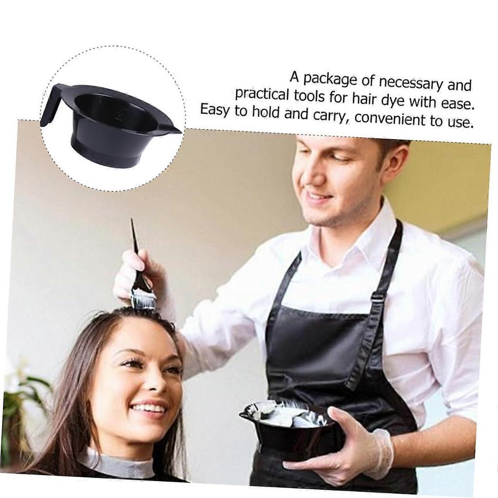 Hair Dye Mixing Bowl Set, 4pcs Black Plastic with Handles, Antistatic Easy Clean for Salon and Home