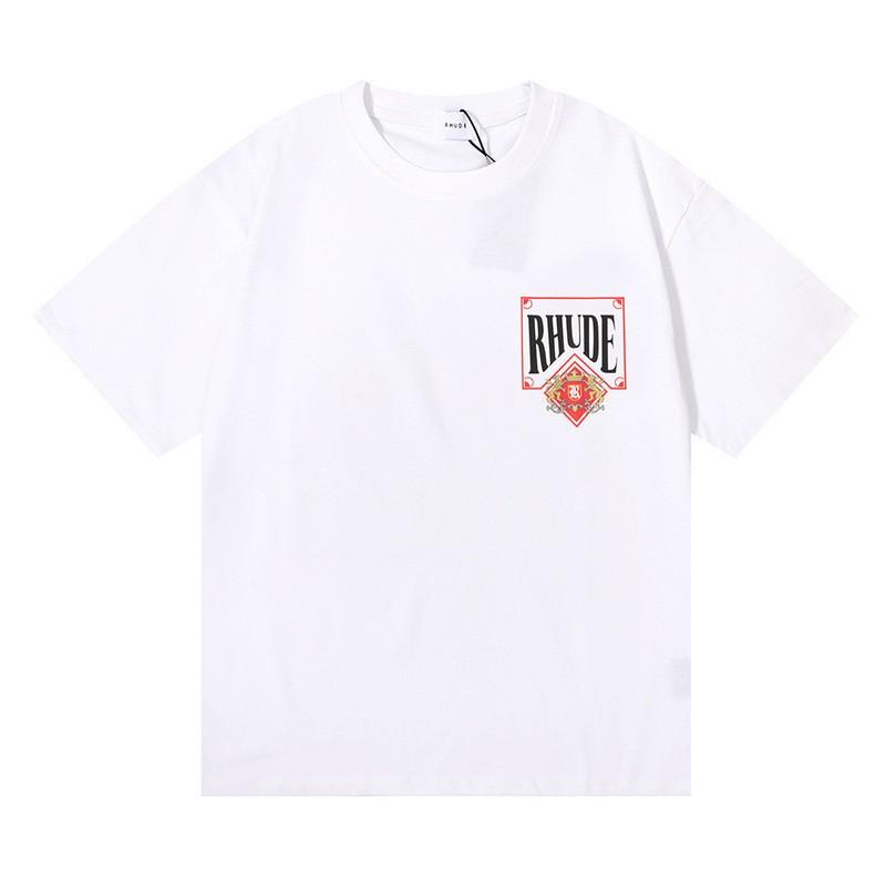 RHUDE Poker Print Cotton T-Shirt Men Women High Street Casual Top Everyday Wear