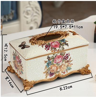 Home Decor Tissue Boxes Exquisite Hotel Carved Rectangular Car Resin Box Holder Office Decoration Desktop Napkin