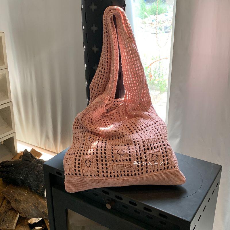 

Дорожное вязание Ретро сетка Ажурная сумка на одно плечо Milk powder