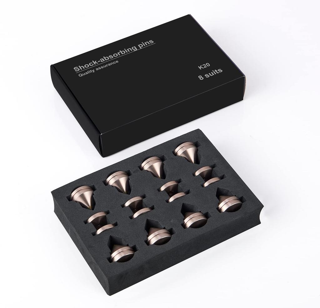 Pailvens Speaker 8 Speaker Metal Spike Stands with 16 Pieces of for Improved Audio Sound Quality and Vibration Gold Insulators, Pieces, Stands,