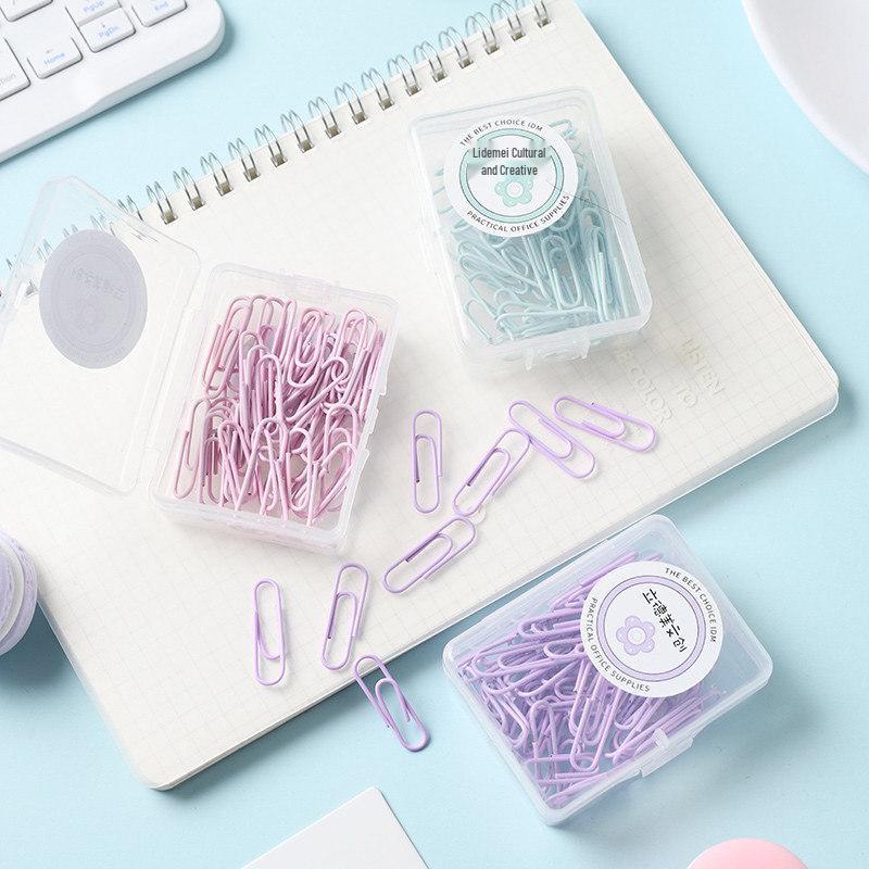 Macaron Color Paper Clip Set: Large & Small Cute Candy Toned Metal Clips