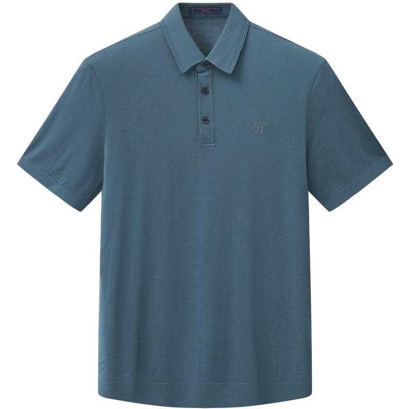 EMZ Erdos Men's 100% Pure Wool Short-Sleeve Polo Shirt