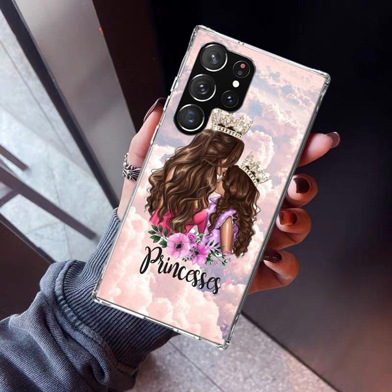 Girl Super Baby Mom Pink Phone Case For Samsung Galaxy S23 S24 S25 Edge S26 Ultra S22 + S21 Plus S20 FE Cover Silicone Print She