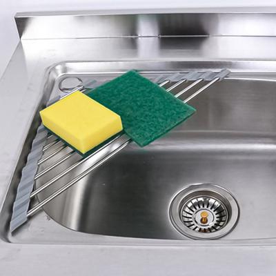 Dish Stainless Steel Drying Rack Foldable Triangle Roll-Up Over Sink Organizer Space Saving Kitchen