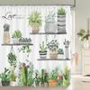 Green Leaves Plant Flowers Shower Curtain 180Cm*180Cm With Hooks, Floral Waterproof Shower Curtain, Shower Curtains For Bathroom