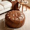 Unstuffed Pouf Ottoman PU Leather Footstool Cover New Storage Ottoman  Home Use