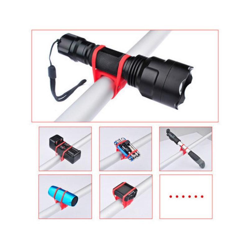 Lot de 3 supports de lampe de vélo en silicone pour guidon de vélo, sangle de fixation pour téléphone, corde élastique, lampe torche, bandages, accessoires de vélo