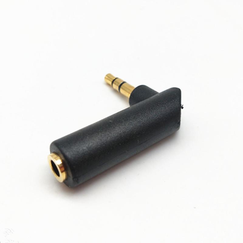 Gold-plated 90-degree Elbow 3.5mm Right-angle Male-to-Female Adapter Dual-channel 3-Section L-Shaped Headphone Audio Adapter