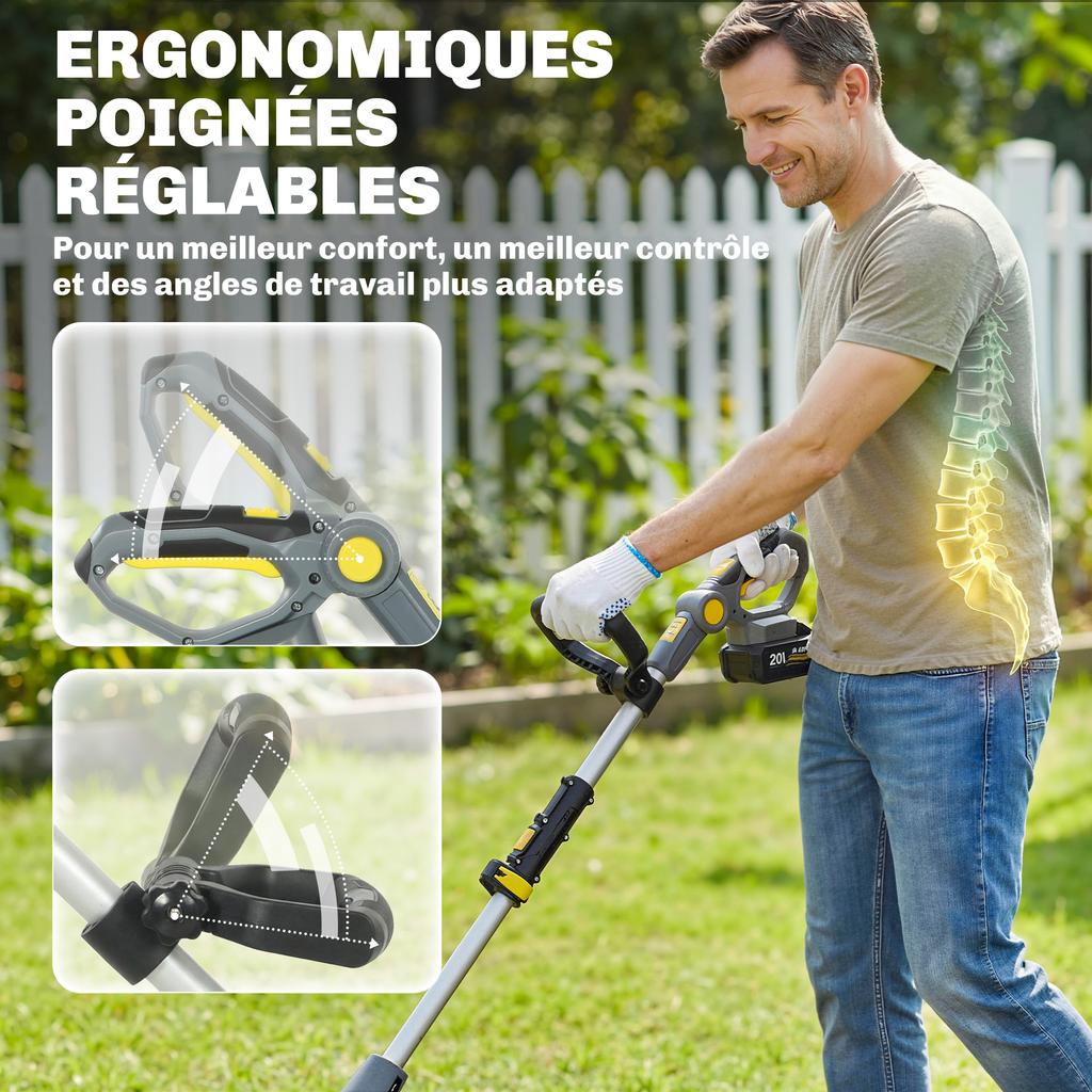 Cordless Tiller, 18V, 355 W, 2 x 4.0 Ah Batteries, 20 cm, Grey
