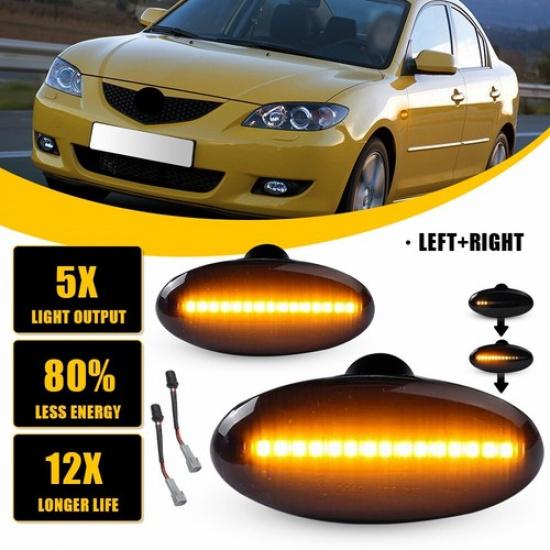 For 2004-09 Mazda 3 LED Front Fender Side Marker Light Turn Signal Lamp Smoked A