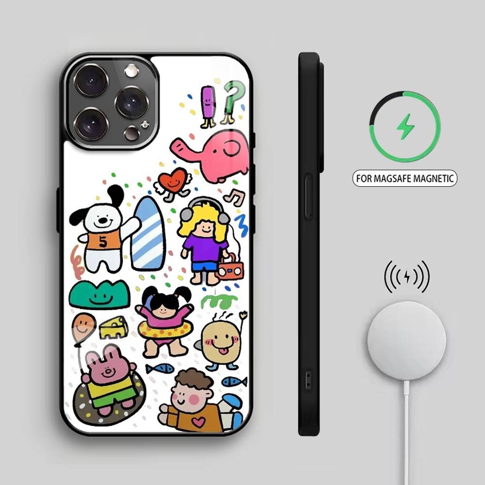 C-Cute D-Doodle Phone Case For iPhone17,16,15,14,13,12,11 Plus,Pro Max Magnetic For Magsafe Wireless Charging