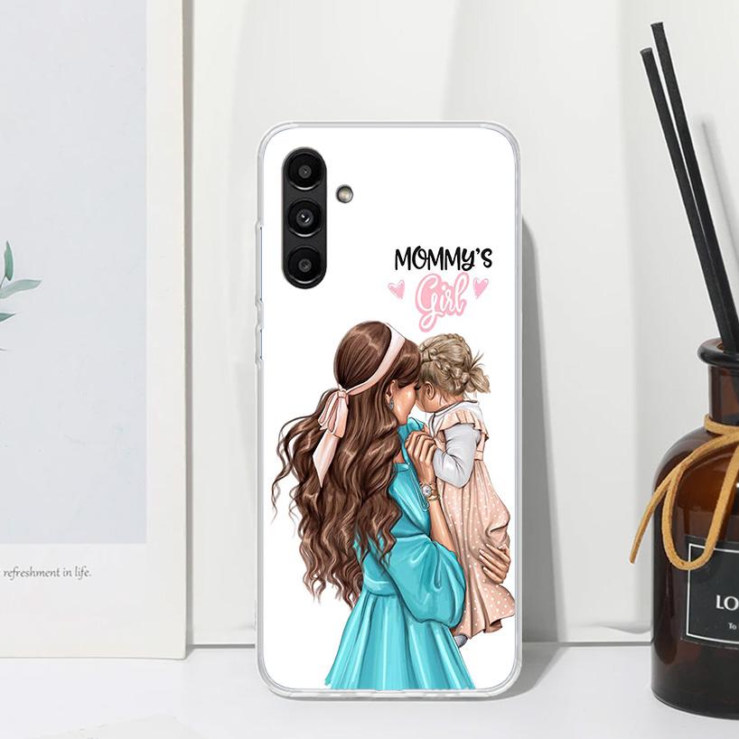 Mom Baby Girls Phone Case For Samsung Galaxy A17 A37 A57 A16 A26 A36 A56 A15 A25 A35 A55 A14 A24 A34 A54 A13 A23 A33 A53 A07 Gal