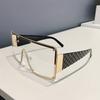 1 Pair of Women's -color Frameless Square Bar-retaining Rivet 1pc Large-frame Spicy European and American Fashion Glasses