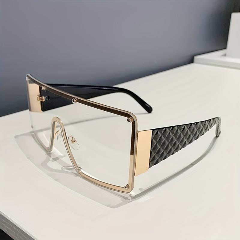 1 Pair of Women's -color Frameless Square Bar-retaining Rivet 1pc Large-frame Spicy European and American Fashion Glasses