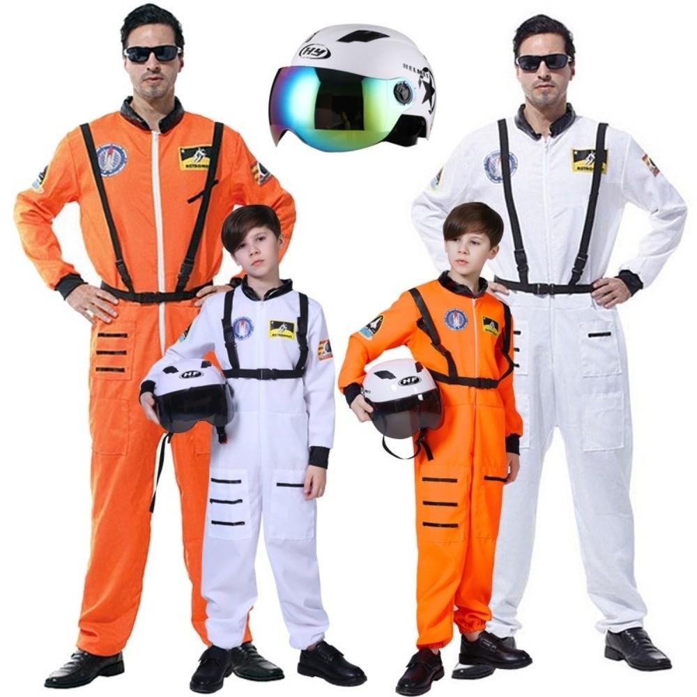 Zip Closure Spaceman Jumpsuit Dress Up Spacesuit Outfit Astronaut Costume Bodysuit Kids Adults