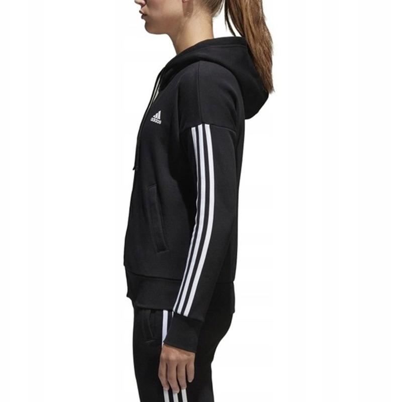 Adidas Essentials 3 Stripes Full Zip Hooded Training Running Jacket Women Jackets Black S97059