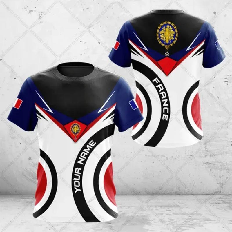 France Emblem Skull Graphic Custom Tees Summer Casual Streetwear Men's Fashion O-neck T-shirts Boys Oversized Short Sleeve Tops