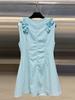 Noblewoman Light Luxury Sleeveless Short Dress with 3D Floral Patchwork - 2026 Spring Collection