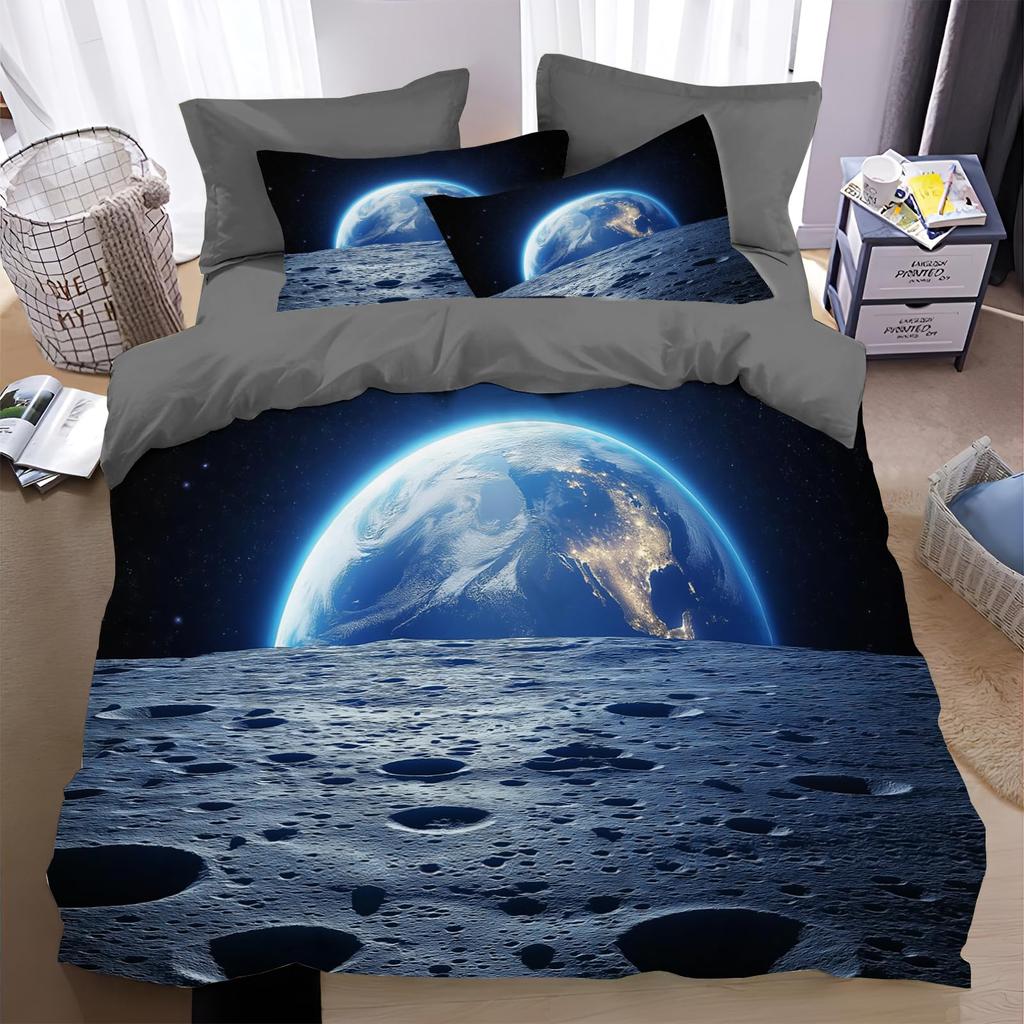 Earth Duvet Cover for Kids Boys Girls Teens Lightweight Down Quilt Covers Bedroom Decor 2 Pillowcases 1 Duvet Cover No Comforter