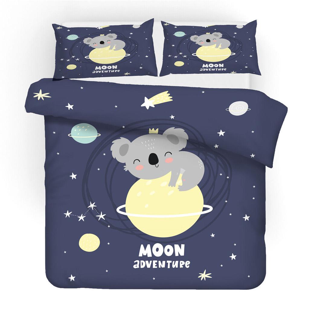 Koala Cartoon Single Double Queen King Bed Duvet Quilt Doona Cover Set Bedding