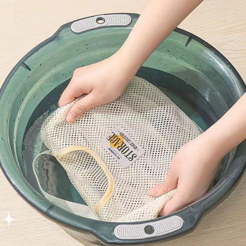 Reusable Kitchen Hanging Storage Mesh Bag Home Fruit Vegetable Storage Net Bags For Ginger Garlic Potatoes Onions Multi Purpose
