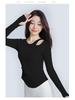 Women's Long Sleeve Yoga Top with Chest Pad: Autumn Pilates Fitness T-Shirt