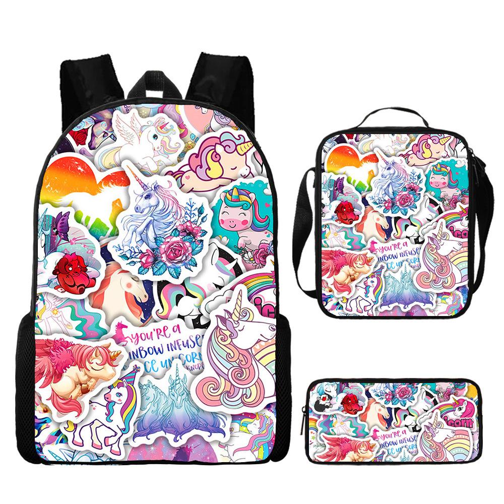 Backpack Unicorn Unicorn Animal Student School Bag, Digital Color Printing Animation Cartoon Backpack