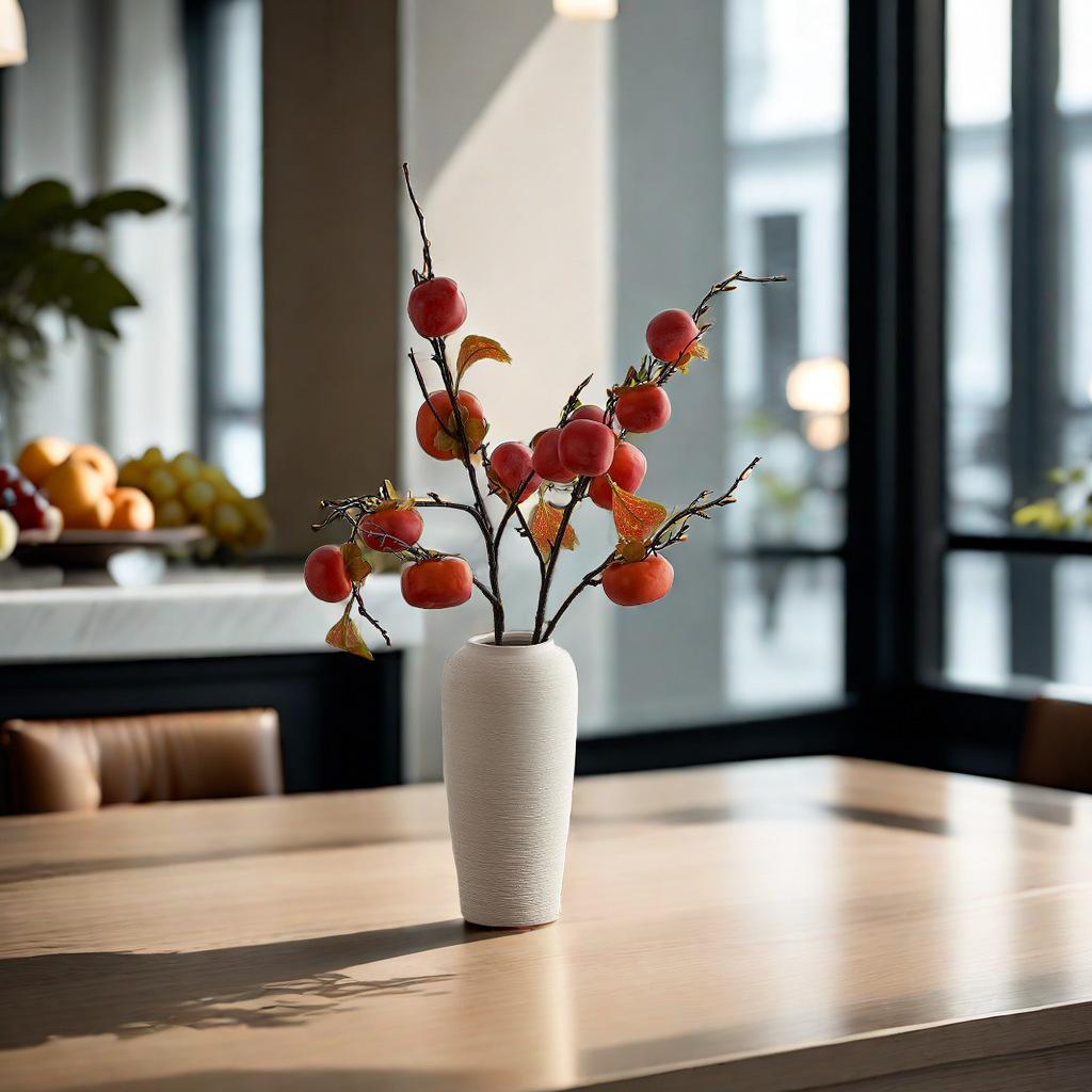 Wabi-Sabi Style Floor Vase for Hydroponic or Dried Flowers - Ceramic Feel Pottery Jar for Living Room Decor