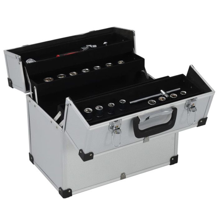 VidaXL Tool Box 38x22.5x34 Cm Silver Aluminium