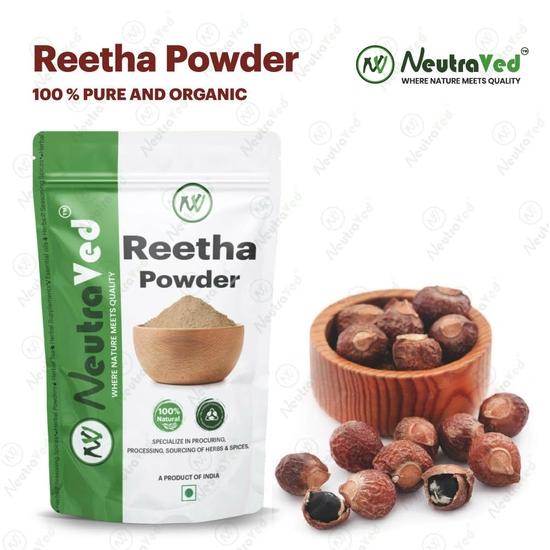NeutraVed Reetha Powder 200g | Natural Organic Aritha, Ritha, Soapnuts Powder for All Type Hair Growth, Scalp Care, Hair Wash