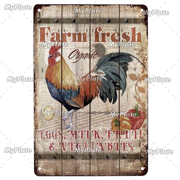 MyPlate Fresh Egg Metal Sign Vintage Plaque Tin Sign Home Decor Bar Sign Coop Ckicks Art Poster Outdoor Decor