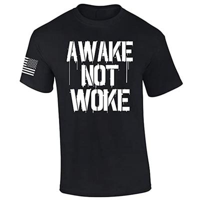 Réveillé Pas Woke Républicain Conservateur Patriotique Hommes T-shirt Manches Courtes Graphic Tee