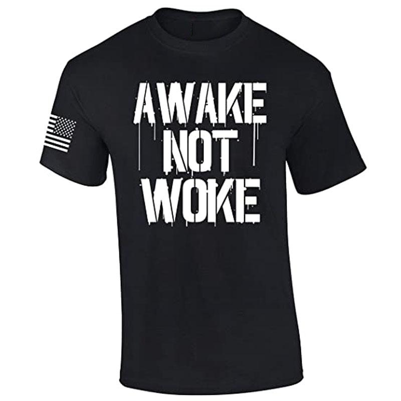 Awake Not Woke Conservative Republican Patriotic Men s Short Sleeve T-Shirt Graphic Tee S
