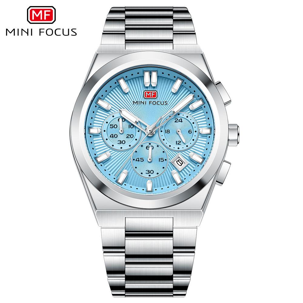 Fashion Men's Business Watches Yellow Green Dial Stainless Steel Strap Luminous Wateproof Quartz Wristwatch with Calendar