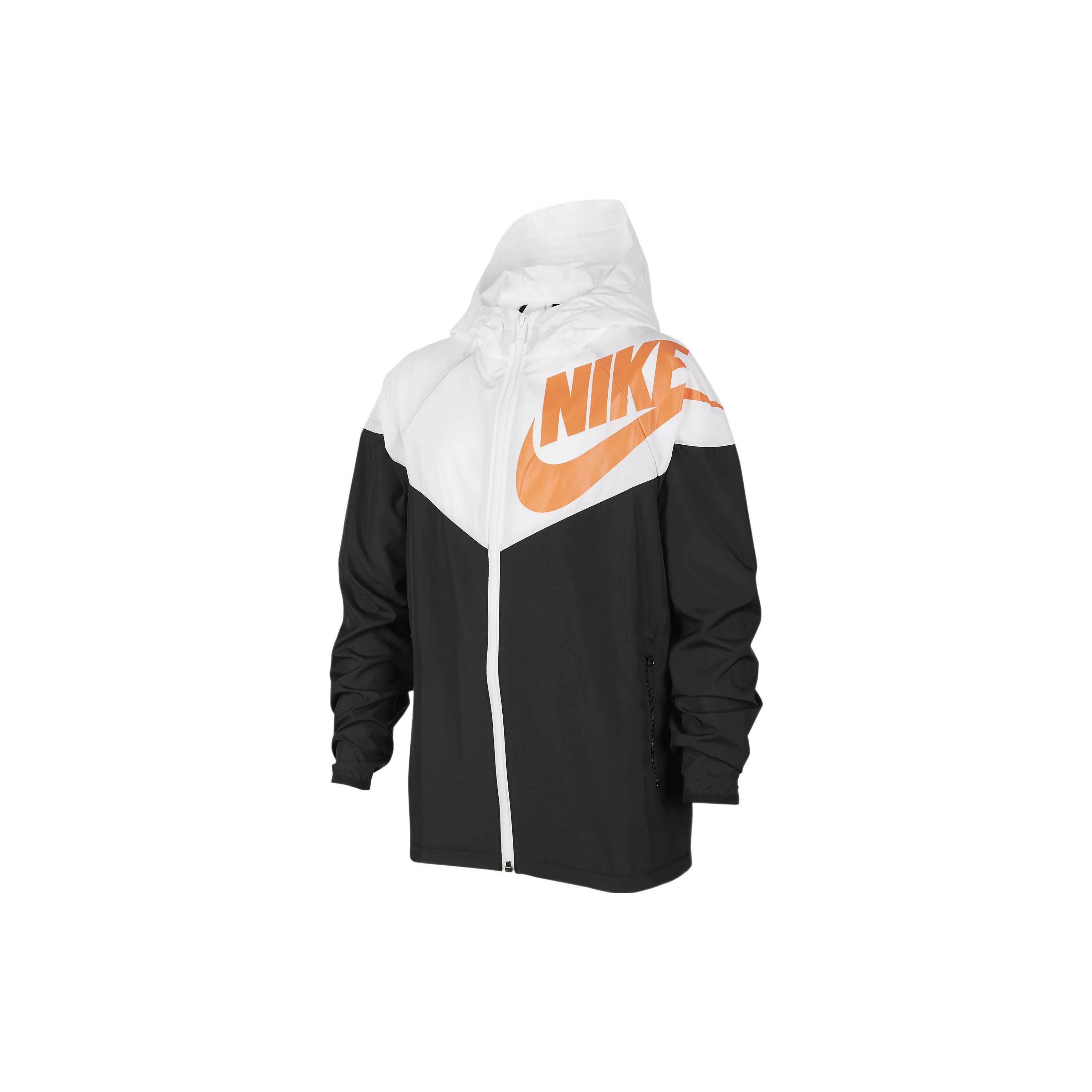 Nike Sportswear Windrunner Color Block Design Logo Print Hooded Jacket Kids Jackets Black DD2759-101 L