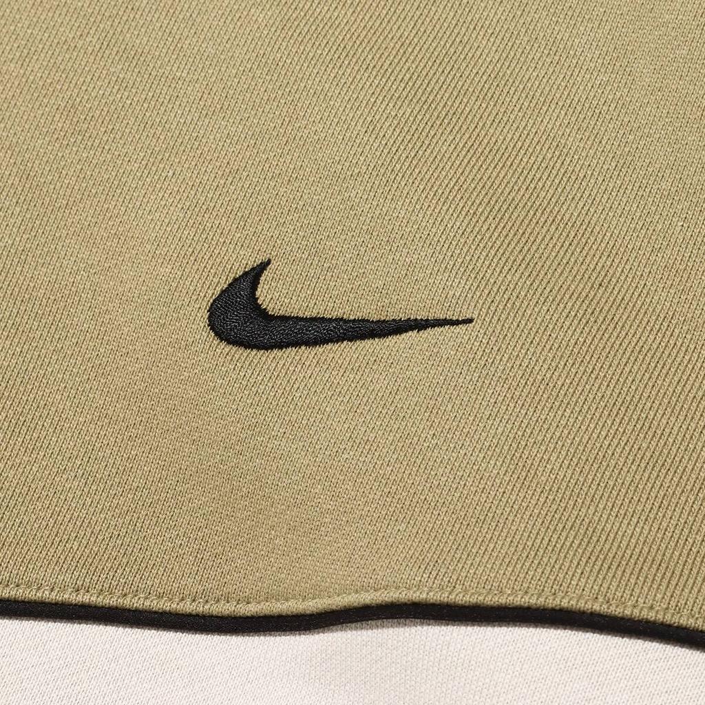 Nike Big Swoosh Half Zip Hoodie Asia Size Natural Olive/Light Bone Men Streetwear DX0567-276