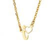 Fashion Initial Pendant Necklace For Women Letter Name Hollow Out Heart Charm Stainless Steel Gold Color Chain Jewelry Gift