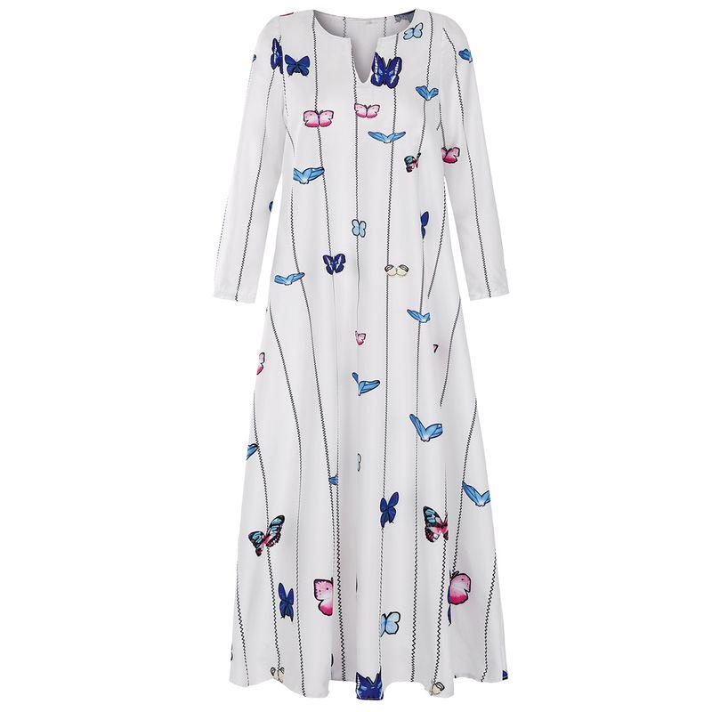 

Amazon Spring Butterfly Print Long Sleeve Dress White XL