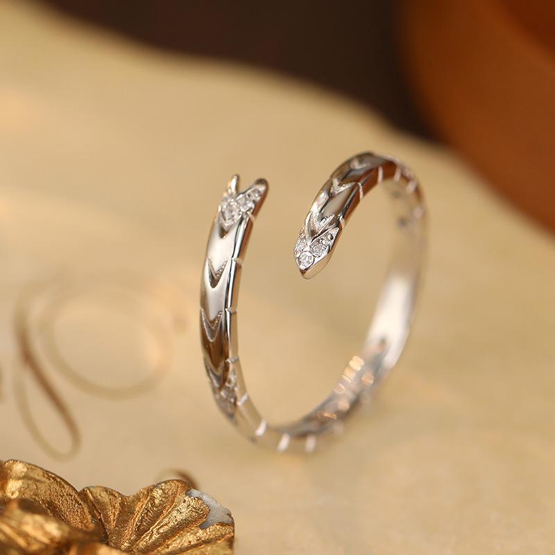 

Кольцо Banyan Tree S925 Silver Snake Open Ring, женское б/у роскошное бриллиантовое кольцо на указательный палец 2024 Adjustable opening белого золота