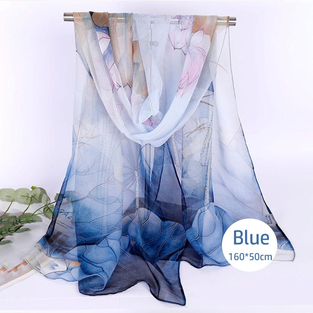 Floral Printing Silk Scarf Smooth Long Wraps Fashion Women Foulard Women