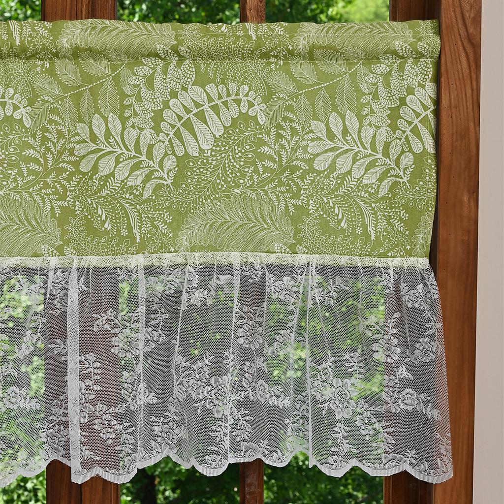 Printed Piercing Rod Short Curtain Semi-Blackout Lace Window Screen Finished Curtain Kitchen Study Partition Curtain