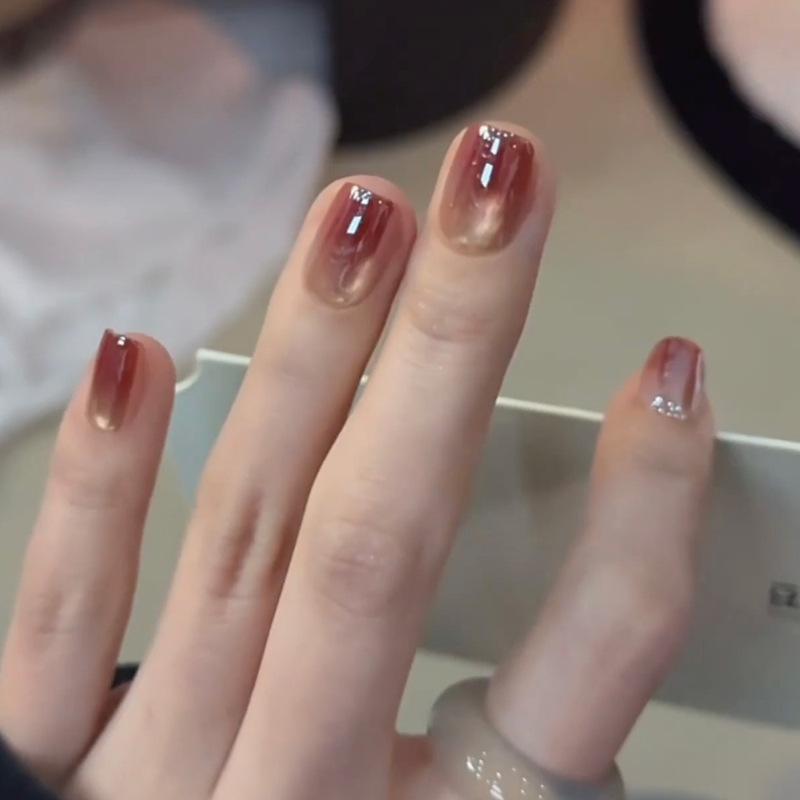 Verlaufende Bernstein-Goldfolie Abnehmbare Nagelsticker - Herbst/Winter-Kollektion