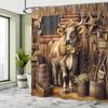 Highland Cattle Waterproof Shower Curtain, Punch-Free Polyester Curtain for Shower Room or Door Partition